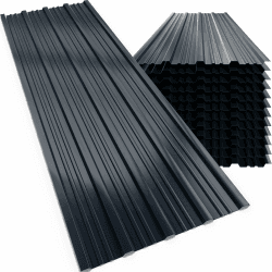 GARDEBRUK® 12x Trapezblech 129x46cm = 7m² Verzinkt Rostresistent Wetterfest Profilblech Dachblech Wellblech Dachplatten Gerätehaus Carport Anthrazit