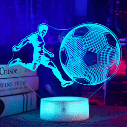 OkiyiD Fußball Geschenke für Jungen, Fußball 3D Illusion Lampe, Fußball Nachtlicht mit Fernbedienung + Touch 16 Farbwechsel + Timer Schreibtischlampen für Mädchen Männer Zimmer Dekor Fußball Spielen