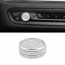 VDARK Bling-Autozubehör für BMW 3 Series X3 X4 X5 X6 X7 Z4 4 Series VOL-Tune-Knopf-Abdeckung Glitzernde Auto-Innenraum-Lautstärke-Dekor süße Auto-Innendekoration Zierleisten Metall-Aufkleber 1 Packung Volume Knob Cover