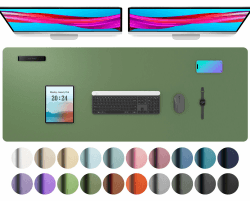 Aothia schreibtischunterlage - Mauspad,Büro-Schreibtischmatte,Rutschfester PU-Leder-schreibtischmatte,Wasserdichter schreibunterlage für Büro und Zuhause(122x43cm,Olivgrün) 43 x 122 cm Olive Green