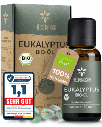 Heldengrün® BIO Eukalyptusöl [100% NATURREIN] - Natürliche Frische - Echtes Eukalyptus Öl für Aromatherapie & Kosmetik, Ätherisches Öl, Eucalyptus Oil Eukalyptus 30 ml (1er Pack)