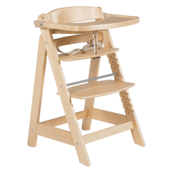 roba Treppenhochstuhl 'Sit Up Click & Fun', Hochstuhl inklusive abnehmbarem Essbrett und Bügel, innovativer Klickverschluss, mitwachsend vom Babyhochstuhl bis zum Jugendstuhl, Holz, natur Natur Mit Essbrett