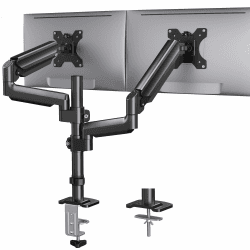HUANUO Monitor Halterung 2 Monitore 13 bis 32 Zoll, Höhenverstellbare Bildschirmhalterung mit Langem Arm, VESA 75/100mm, Erhöhte Tragfähigkeit 2-9 kg, 2 Montageoptionen