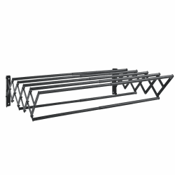 YOUDENOVA Wäscheständer Wandmontage, Wäschetrockner Wand ausziehbar mit 7 Stangen, platzsparender Trockenständer für Waschraum, Handtuchhalter aus Metall für Bad, (42-80) x 59 x 19cm, schwarz (42-80)x59x18.5cm Schwarz
