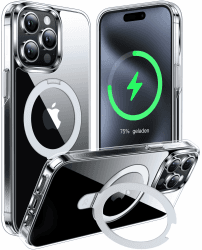 CASEKOO 2024 Neu Magic Stand für iPhone 14 Pro Hülle für MagSafe [Militärschutz] [Unsichtbarer Ständer] Stoßfeste Kratzfeste Schutzhülle Dünne Griffige Handyhülle Clear Case - Durchsichtig für iPhone 14 Pro 6,1'' Durchsichtig