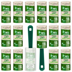 Today Eco - Fusselrolle 16 Rollen + Deckel + 2 Abroller 95% recyceltes Material - Fusselrolle Tierhaare Easy-Peel - Geeignet für Haare, Staub, Kleidung, Tierhare
