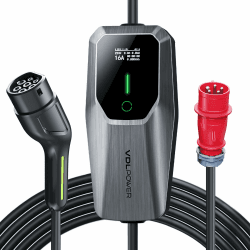 VDLPOWEREU Typ 2 Ladekabel 11kW, EV Ladegerät Dreiphasig CEE 16A Mobile Wallbox Ladestation Einstellbarer Strom und Einstellung Startzeit für Allen Elektrofahrzeugen EV PHEV IEC 62196-2 Stecke 5 Meter EC31-11KW