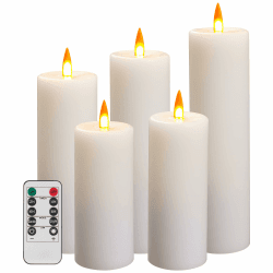 Da by LED-Kerzenlicht, analoges Flammenkerzenlicht, batteriebetriebenes Kerzenlicht, Timer-Funktion mit Fernbedienung, echtes Wachs. 5er-Set. weiß#5