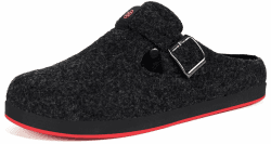 Sisttke Hausschuhe Damen Herren Filzpantoffeln Unisex Winter Geschlossen Pantoffeln mit Wechselfußbett 45 EU Schwarz 2440