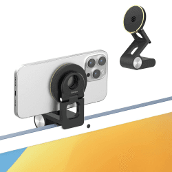 SODI Continuity iPhone Kamera für MacBook, iPhone 15/14/13/12, iMac, Studio Displays, iPhone Webcam Halterung mit Tilt Einstellbar, Durchgangskamerahalterung für Desktop-Monitore für Schreibmischsicht Schwarz