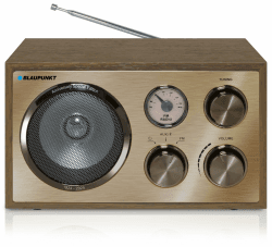 Blaupunkt RXN 180 Nostalgieradio in zeitlosem Holz-Design, mit PLL-UKW-FM-Radio, Bluetooth, AUX-IN, einfache Bedienung, hochwertige Drehregler & Holzkorpus für kraftvollen Klang, Messing