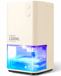 Heelay Luftentfeuchter 1200ML, Luftentfeuchter Elektrisch Entfeuchter Energiesparend,Tragbar,Ultra Leise,Auto Abschaltung,7 Farbiges Licht,Raumentfeuchter Dehumidifier für Schlafzimmer,Bad,Home Creme Beige