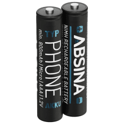ABSINA 2X NiMH Akkus für Telefon Gigaset Mobilteil wiederaufladbar 800 mAh - Akku für Gigaset A415 750mAh - 750 mAh Akku Batterien AAA für Telefon Gigaset A400 A415, C300 C430, C475 C530, CL660HX 2er Pack