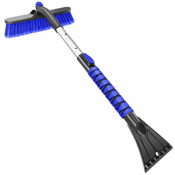 HEEYA Eiskratzer Auto, 84cm Auto Schneebürste ausziehbarer Schneekratzer und Bürste mit Schaumstoffgriff für Windschutzscheibe, Fenster, SUV, LKW - Blau