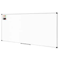 Amazon Basics Magnetisches Whiteboard mit Stiftablage und Aluminiumleisten, trocken abwischbar, 240 cm x 120 cm (B x H), Weiß 240 x 120 cm