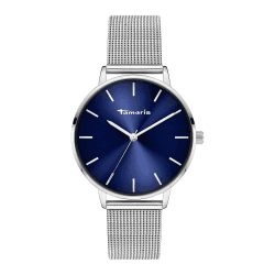 Tamaris Armbanduhr Silber / Dunkelblau