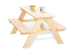 PINOLINO Nicki für 4 Kindersitzgarnitur Picknicktisch Kinder - Massivholz Gartenmöbel für Kinder ab 2 Jahren, Naturholz, Langlebig, Sicher, Nachhaltig, 90 x 79 x 50 Natur 90 x 79 x 50 Single