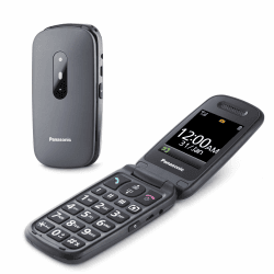 Panasonic KX-TU446EXG Seniorenhandy zum Aufklappen ohne Vertrag (SOS-Notruftaste, Stoßfest, Sprachverstärker, große getrennte Tasten, große Schrift und Nummernanzeige) grau Grau Single
