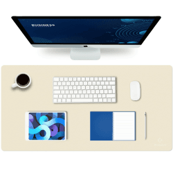 K KNODEL Tischunterlage, Schreibtischunterlage, 80 x 40cm PVC Tischunterlage, Laptop Tischunterlage, wasserdichte Schreibunterlage für Büro- oder Heimbereich, doppelseitig (Elfenbein Creme/Weiß) Elfenbein Crème / Weiß 40cm x 80cm