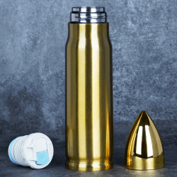 Grogife Geschenke für Männer, Lustige Weihnachten Geschenk für Mann Papa, Coole Geburtstagsgeschenke Weihnachtsgeschenke Adventskalender 2024 für Männer Herren, Trinkflasche Edelstahl 500ml 500ml Gold