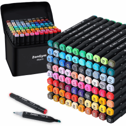 ZonGym Alcohol Markers Brush Tip, 80 Colouring Dual Tip Markers Set, Quick Drying Permanent Marker Pens, Graffiti Pens for Manga Artists, Painting, Drawing, Anime, Sketching with Carrying Case