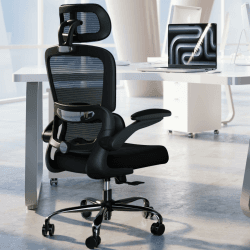 TRALT Bürostuhl Schreibtischstühle Mesh Computer Schreibtischstuhl mit Rollen Ergonomischer Bürostuhl Höhenverstellbar Drehstuhl Arbeitsstuhl (Schwarz) Dunkel