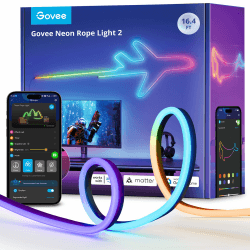 Govee Neon Rope Light 2, RGBIC Neon LED Strip 5m mit Form-Mapping, DIY Design, Funktioniert mit Matter, Alexa & Google Assistant, Neon LED Streifen für Gaming Schlafzimmer Wanddekoration, Schwarz 5m Schwarz