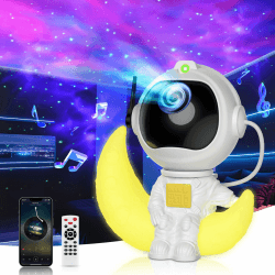 VUENICEE Astronaut Sternenhimmel Projektor Kinder, Planetarium Projektor, Astronaut Projektor mit Fernbedienung/Timer/Bluetooth/Musik Lautsprecher, Perfekt Geschenk für Kinder und Erwachsene Bluetooth+Halbmond