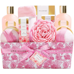 Geschenkkorb für Frauen, SPA LUXETIQUE 12 tlg. Bade Geschenkset Rosenduft, Geschenke für Frauen, Geburtstagsgeschenk, Wellness Set für Frauen, Geschenkbox Muttertagsgeschenk, Weihnachtsgeschenke