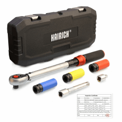 Hairich Drehmomentschlüssel 1/2 Zoll, 40-210 Nm für Auto & Motorrad, TÜV Süd GS, Drehmomentschlüssel 6tlg. Set inkl. 125mm Verlängerungsstange, 1/2"-3/8" Adapter, 3 Stecknüsse für Reifenwechsel 1/2 Zoll 40-210N.m