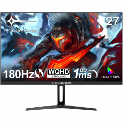 Minifire Gaming Monitor 27",180 Hz, WQHD, Nano IPS, OD 1ms, HDR, 120% sRGB, AMD FreeSync+,Motion Blur Reduction Technologie, VESA(100 x 100 mm) - Schwarz MFG27F4Q 27"/180Hz/WQHD/HMDI DP