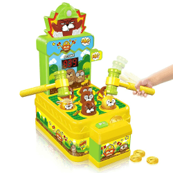 VATOS Whack Spiel,Schlag den Maulwurf,elektronisches Mini Arcade Spielzeug,Münzspiel mit 2 Hämmern,interaktives pädagogisches für Kleinkinder,Kinder,Mädchen und Jungen im Alter von 3-6 Jahren Gelb
