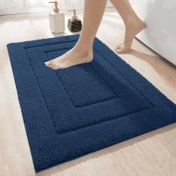 DEXI Badteppich rutschfeste,weicher Badezimmerteppich Wasserabsorbierend Badematte maschinenwaschbar Badvorleger für Dusche,Badewanne und Toilette - Marineblau,50 x 80 cm 50 x 80 cm (Rechteckig) Marineblau