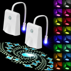 HOTUT Toilette Licht WC-Nachtlicht, 2 Stück Toilettenschüssel Nachtlicht, 16 Farben Motion Sensor wc nachtlicht mit Projektorlampe zumToilettenbeleuchtung,Lustige Badezimmerzubehör 2pcs