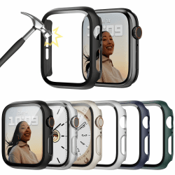 Lovmunia 6-Stück Schutzhülle mit Displayschutzfolie Kompatibel mit Apple Watch SE/6/5/4 40mm, Rundum Ultradünne Hard Gehäuse Eingebaut Kratzfest Gehärtetes Glas Schutzfolie für iWatch 40mm Schwarz/Klar/Polarstern/Silber/Blau/Grün 40mm