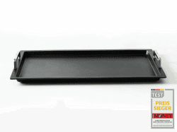 Klaus grillt Gastronorm - Grillplatte GN 1/1 für Induktion by AMT Gastroguss, 53 x 33 cm, 2 cm hoch, mit Edelstahlgriffen, Aluguss (Aluminium), Lotan® Antihaft-Beschichtung, AMZN-KG-I-25333-G 53 x 33 cm, mit glattem Boden
