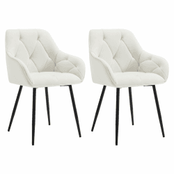 WOLTU 2er Set Esszimmerstühle, Küchenstuhl, Stuhl Esszimmer Wohnzimmer, ergonomischer Sessel, Armlehnstuhl, Polsterstuhl, Sitzfläche aus Samt, Metallbeine, Creme, EZS02cm-2 Creme Samt
