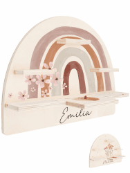 Bärenfreunde® - Personalisiertes Tonie Regal für Kinderzimmer - Magnetisches Toniebox Regal für Toniebox & Figuren mit abgerundeten Ecken & Kanten (Regenbogen Blumen) Regenbogen Blumen mit Name