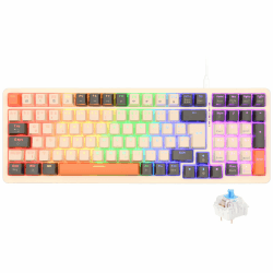 Rii Mechanische Tastatur Gaming Keyboard, Gaming Tastatur Kabel mit QWERTZ, Tastatur Mechanisch mit Blaue Schalter (Laut), Keyboard Gaming Tastatur 75 Prozent (Kabel Verbindung) Kabel (Blauer Schalter)
