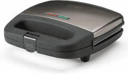 BLACK+DECKER mit 2 quadratischen Platten, 750W, 21,5 x 12,5 cm Platten mit Antihaft-Beschichtung, Edelstahl, Anti-Fingerprint-Oberfläche Sandwich