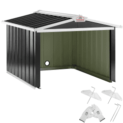 Gardebruk® Mähroboter Garage 86x100x63cm Satteldach Metall Witterungsbeständig 4X Erdanker Carport Rasen Garten Anthrazit 86x100x63cm Anthrazit