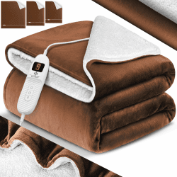 KESSER® Heizdecke mit Abschaltautomatik 180x130cm Doppelseitig Elektrische Wärmedecke | Kuscheldecke Bett, Sofa | 9 Temperaturstufen | waschbar bis 40°C | mit Timer Digitalanzeige Braun 180x130 cm Braun