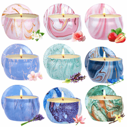 Duftkerze im Glas,𝟏𝟖𝟎 𝐒𝐭𝐝.Duftkerzen Geschenkset für Frauen, kleine Geschenke für Frauen Weihnachten,Geburtstagsgeschenke für sie,Duftkerzen Set,Teelichter mit 100% Natürlich Sojawachs 9 Pcs