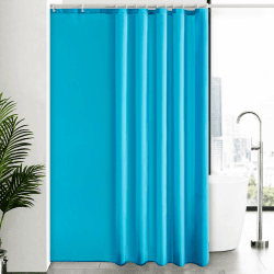 Furlinic Duschvorhang Überlänge, Badvorhang Anti-schimmel in Badezimmer für Badewanne Dusche, Textile Vorhänge aus Polyester Stoff Waschbar Wasserdicht Extra Groß 200x240cm Aquamarine mit 12 Haken. H240 x B200 cm (1er Pack) Aquamarine