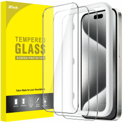 JETech Schutzfolie für iPhone 15 Pro 6,1 Zoll, Panzer Schutz Glas Folie Displayschutz mit Einfaches Installationswerkzeug, Hat Keinen Einfluss auf die Hülle, HD Klar, 3 Stück