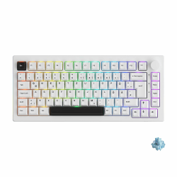 Akko Mechanische Gaming Tastatur, Mehrsprachiges ISO Layout, 84 Tasten Gasket Keyboard mit Programmierbare Drehknopf, Swappable Taktile Switch, Cherry PBT Keycap (5075B Plus, Schwarz & Weiß) Schwarz Weiß | Creme Blau ISO-DE/UK/Nordic Layout