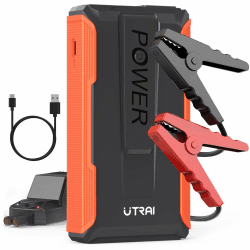 UTRAI Starthilfe Powerbank, 2500A Spitzstrom Auto Starthilfe 12V (Bis Zu 7,5L Benzin Oder 5,5L Dieselmotor) Starter Powerbank mid Intelligentes Starthilfekabel, LED Taschenlampe,USB Ausgänge orange