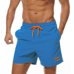 Ougelebo Badehose Herren mit Reißverschlusstasche Badeshorts Schnelltrocknend M Navyblau