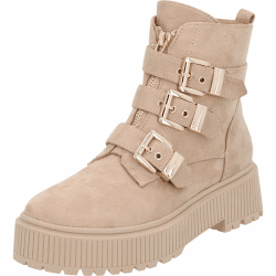 Palado Stiefeletten Damen Beyeal – leichte gefütterte Winterschuhe aus hochwertigem Kunstleder – elegante Boots mit robuster TPR-Sohle für Herbst & Winter 39 EU Sand