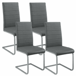 Juskys Freischwinger Schwingstuhl Vegas 4er Set - 4 Esszimmerstühle mit Rückenlehne, Küchenstühle aus Metall & Kunstleder - Stühle modern für Esszimmer, Wohnzimmer & Küche - Grau Grau 4
